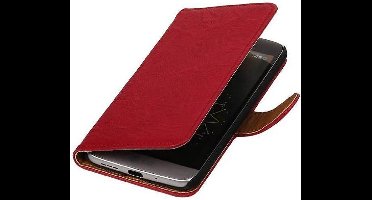Washed Leer Bookstyle Wallet Case Hoesje - Geschikt voor Nokia Lumia 900 Roze
