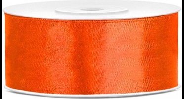 Satijn sierlint oranje 25 mm