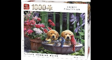 Puzzel King Puppies Drinking Water - 1000 Stuks - Sinterklaas Cadeau - Kerst Cadeau - Schoencadeautje