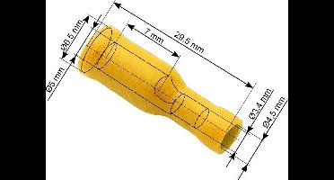 Doorverbinder Geel - Gat diameter 5.0-6.5 mm - Gat diameter 3.4-4.5 mm - 100 Stuks