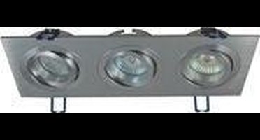 Inbouw 3x spot GU10 aluminium rechthoek armatuur zilver/zilver