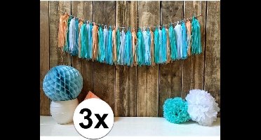 3x Kwast tassel slingers mint groen 5 meter