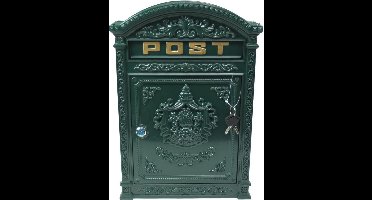 MadDeco - Gietijzeren brievenbus - aluminium - wandbrievenbus - vintage look- 31.5 x 9.5 x 45 cm - groen