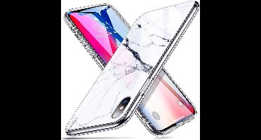 ESR iPhone X hoes Glazen Marmer achterkant wit zwart