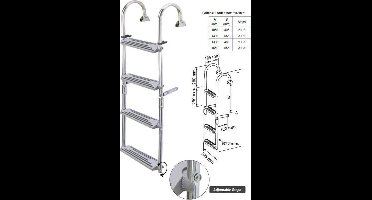 Lalizas L55695 opklapbare RVS Zwemtrap voor Dekmontage 1050 mm
