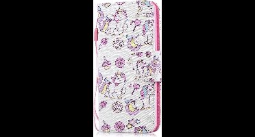 Shop4 - Samsung Galaxy M20 (Power) Hoesje - Wallet Case Eenhoorntjes