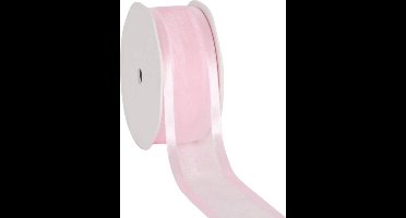 Satin Edge Organzalint Babyroze - 38 mm / 25 mtr.