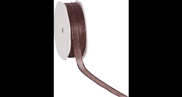 Satin edge Organzalint Bruin - 10 mm / 50 mtr.
