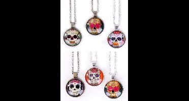 6x Ketting Sugar skull 6 assortie - Halloween day of the dead horror griezel creepy festival