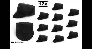 12x Boeren pet zwart mt 57-59-61 - boer boren pet carnaval boerderij feest festival