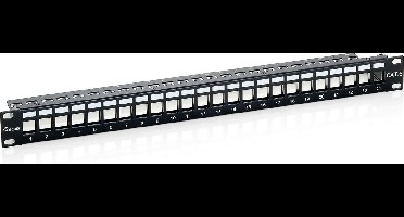 Equip 769124 Cat.6 Panel for 24 Keystone Jacks, shielded, black shielded, equip pro