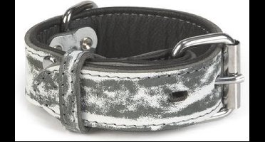 Leren halsband Safari, zwart.