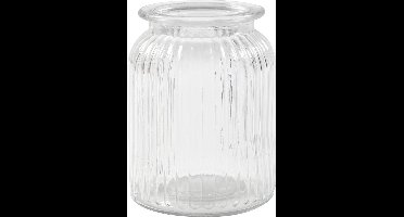 Glazen Pot Ribbelglas - Glazen Pot met Schroefdeksel - DIY Geribbelde Glazen Pot - Decoratieve Glazen Potjes Set - Hoogte 14,5 cm - Diameter 11 cm - 6 Stuks