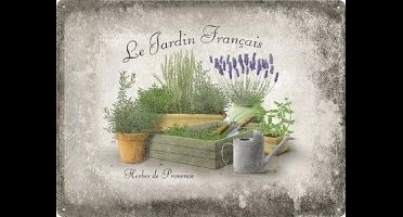 Le Jardin Francais  Metalen wandbord in reliëf 30 x 40 cm