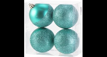 KERSTBAL SET4 MAT GLITTER BRIGHT GROEN D