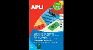 Apli Gekleurde etiketten formaat 105 x 37 mm (b x h) geel 1.600 stuks 16 per blad doos van 100 blad
