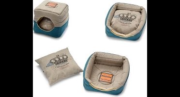 D&D Hondenkussen Royalty Nile Blue Cream 35 x 35 x 18 cm