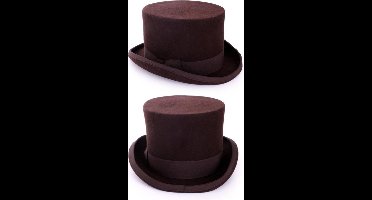 Tophat wolvilt bruin geschikt voor maat 56 t/m 58 - Themafeest festival party