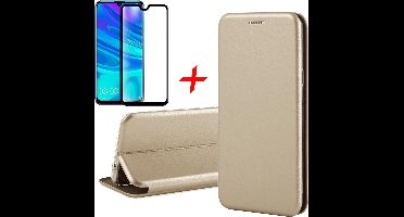 Hoesje geschikt voor Huawei P Smart (2019) - Book Case Portemonnee Goud + Screen Protector Full-Screen Tempered Glass van iCall