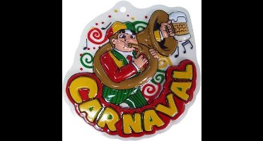 Wanddeco muzikant met waldhorn 18x18 cm