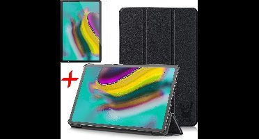 Hoes + Screenprotector geschikt voor Samsung Galaxy Tab S5e - Smart Book Case Hoesje - iCall - Zwart