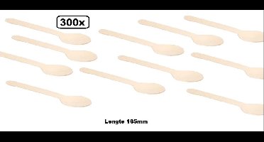 300x Houten lepel  naturel 165mm