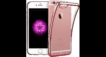 Hoesje Transparant geschikt voor Apple iPhone 6 / 6s Plus - Roze Goud Siliconen TPU Hoesje Case