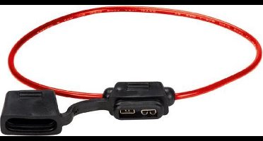 In-Line Zekeringhouder Voor Atc-Zekeringen - Waterbestendig - Zwarte Houder / Rode Kabel