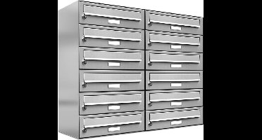 Brievenbus 12 adressen muurmontage RVS