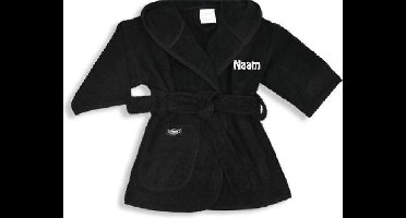Badjasje zwart met geborduurde naam  0-1 jaar
