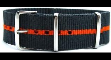 Premium Orange Grey - Nato strap 22mm - Stripe - Horlogeband Oranje Grijs + luxe pouch