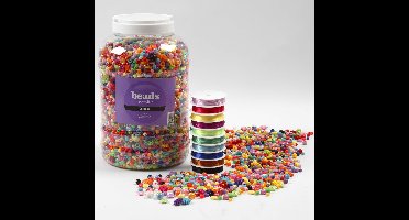 Plastic kralen en elastisch koord, afm 6-20 mm, 1 assortiment