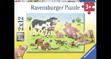 Ravensburger Gelukkige dierenfamilies - Twee puzzels van 12 stukjes