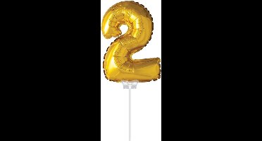 Ballon folie 2 goud met stokje 40cm