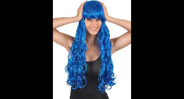 "Lange blauwe pruik voor dames - Verkleedpruik - One size"