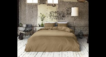Hotel Linnen - Dekbedovertrek - Eenpersoons - 140x200/260 + 1 kussensloop 60x70 - Taupe