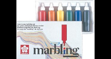 Sakura marbling 6 flacons inkt met drijfpapier