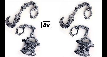 4x Ketting met haak/bijl 65cm assortie - Halloween horror griezel thema feest party