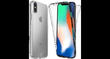 Hoesje geschikt voor iPhone XS / X Hoesje - 360 Graden Case 2 in 1 Hoes Transparant + Ingebouwde Siliconen TPU Cover Screenprotector