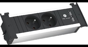 Bachmann Kapsa inbouw stopcontact met 2 USB laders - RVS-look (BE aarding)