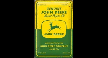 John Deere - Special Purpose Oil. Metalen wandbord in reliëf 20 x 30 cm