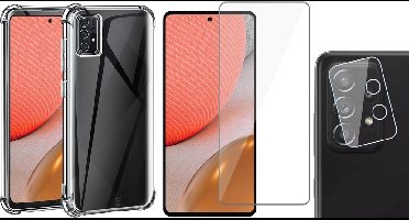 Hoesje geschikt voor Samsung Galaxy A72 - Shock Proof Case - Transparant - Met Screenprotector en Camera Screen Protector