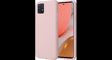 Hoesje geschikt voor Samsung Galaxy A72 - Matte Back Cover Microvezel Siliconen Case Hoes Roze