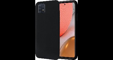 Hoesje geschikt voor Samsung Galaxy A72 - Matte Back Cover Microvezel Siliconen Case Hoes Zwart