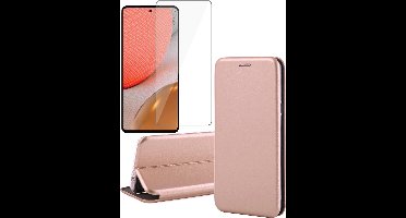 Hoesje geschikt voor Samsung Galaxy A72 - Portemonnee Book Case - Roségoud - Met Screenprotector