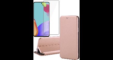 Hoesje geschikt voor Samsung Galaxy A52 - Portemonnee Book Case - Roségoud - Met Screenprotector