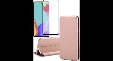 Hoesje geschikt voor Samsung Galaxy A52 - Portemonnee Book Case - Roségoud - Met Full Screenprotector