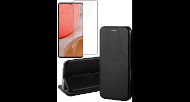 Hoesje geschikt voor Samsung Galaxy A72 - Portemonnee Book Case - Zwart - Met Screenprotector