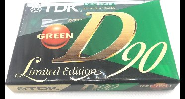 Audio Cassette Tape TDK D 90 Green Limited edition / Uiterst geschikt voor alle opnamedoeleinden / Sealed Blanco Cassettebandje / Cassettedeck / Walkman / TDK cassettebandje.