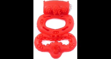 Power Escorts - Vibrerende Cockring - 7 Cm - Rood - Inclusief batterijen
